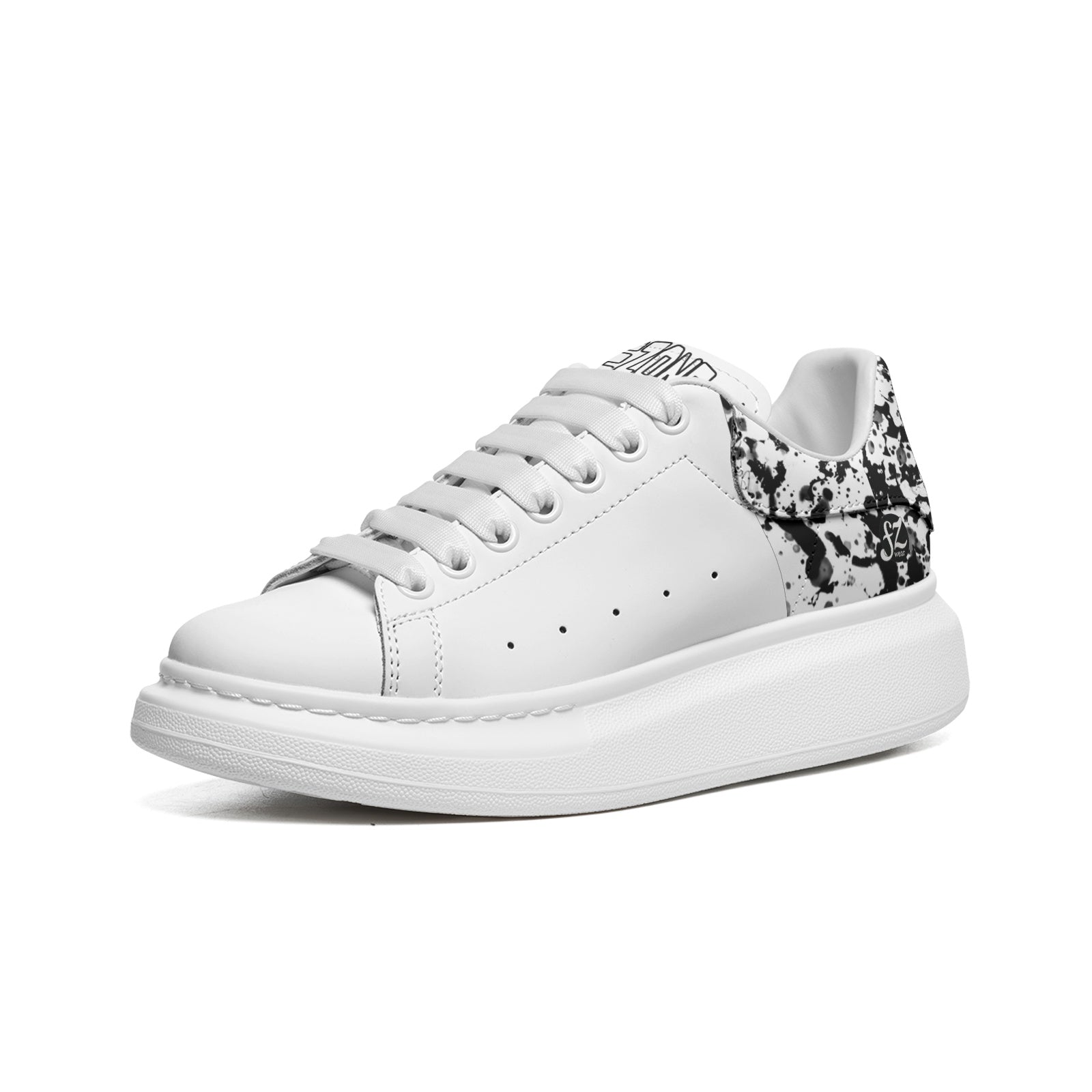 FZ Unisex Non Slip Lace Up Faux Leather Sneakers