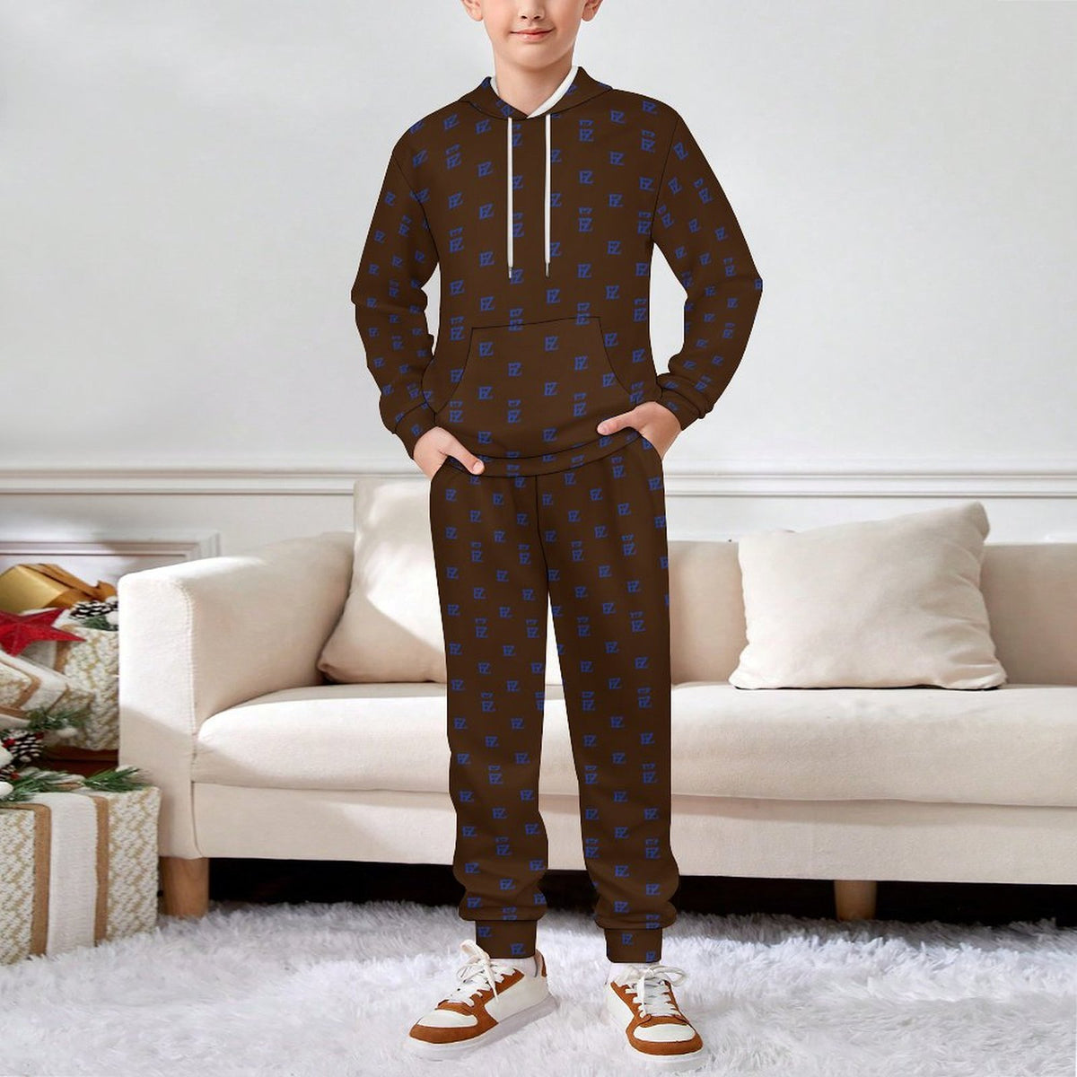 Custom Unsex Kid's Long Sleeve Hoodies&Pants Set