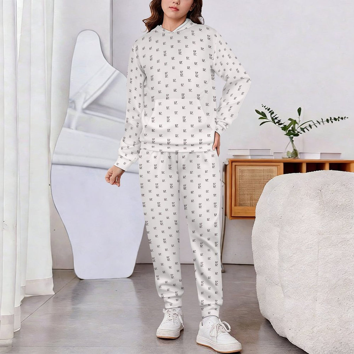 Custom Unsex Kid's Long Sleeve Hoodies&Pants Set