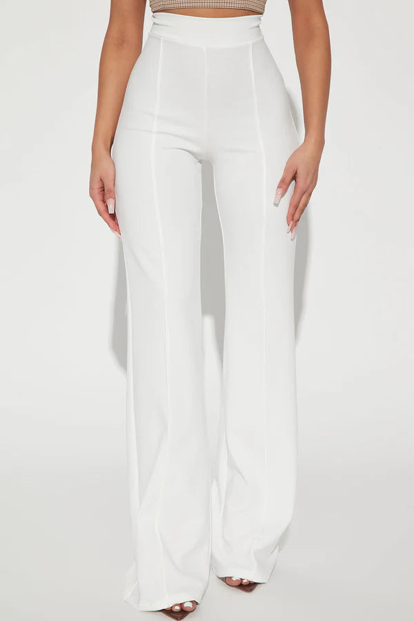 FZ Women's Solid Color Casual Elegant Straight Leg Pants
