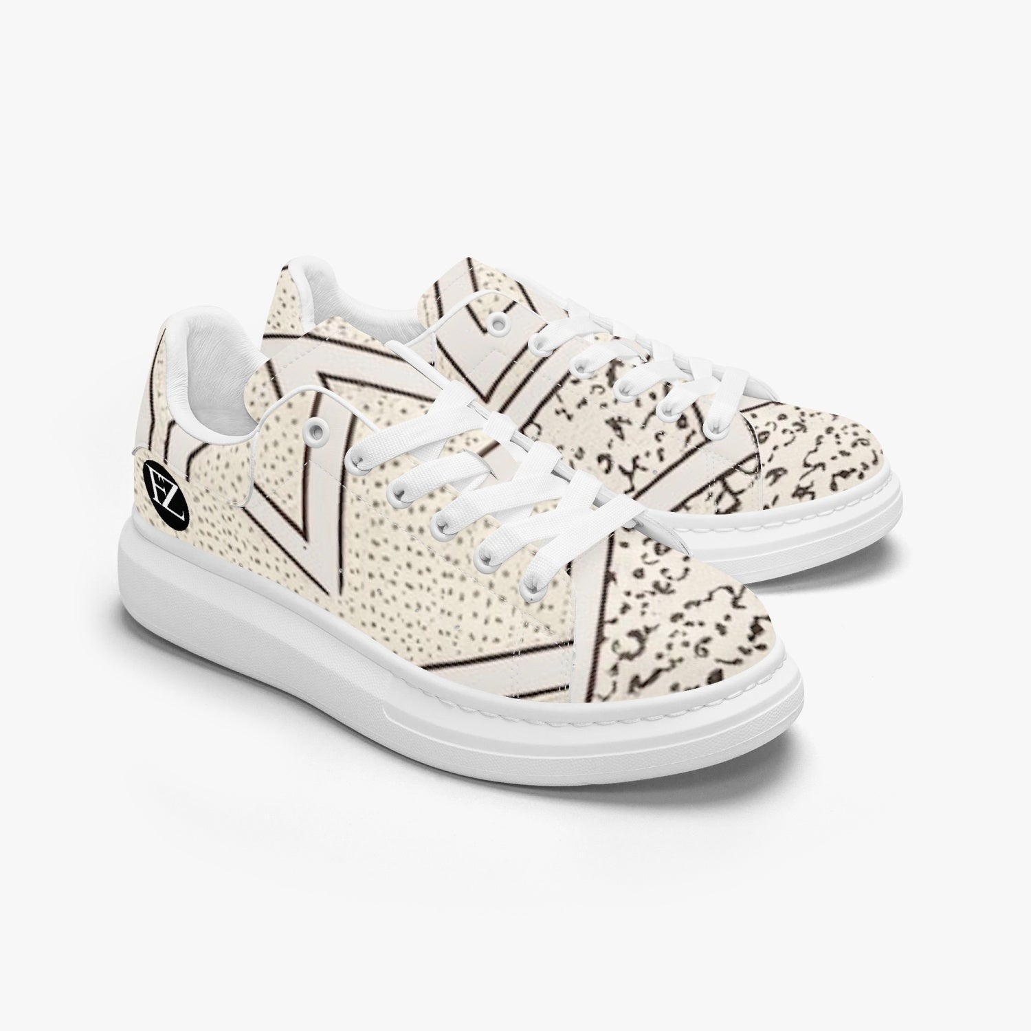 FZ Unisex African Print Leather Oversized Sneakers - FZwear