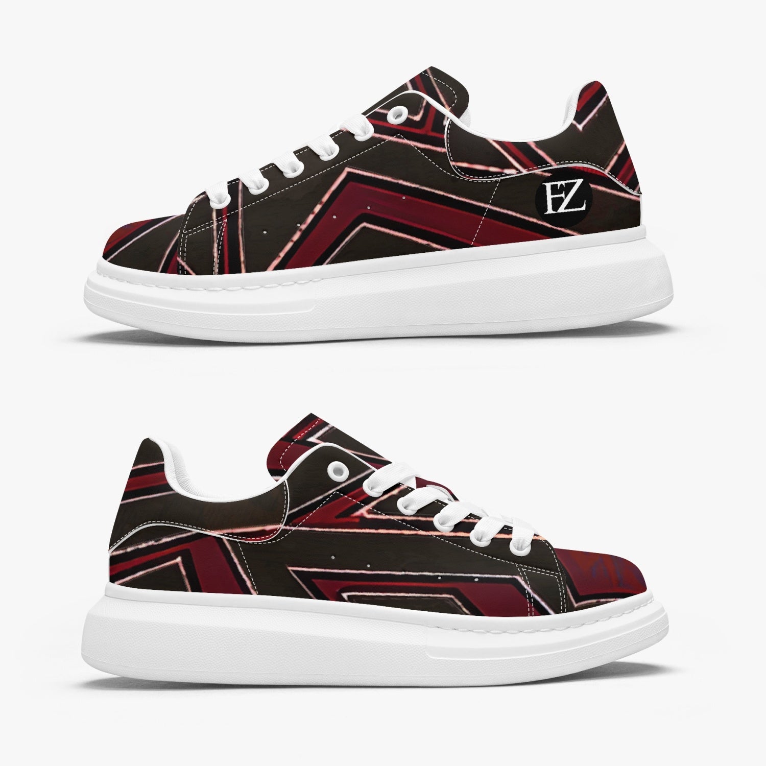 FZ Unisex African Print Leather Oversized Sneakers - FZwear