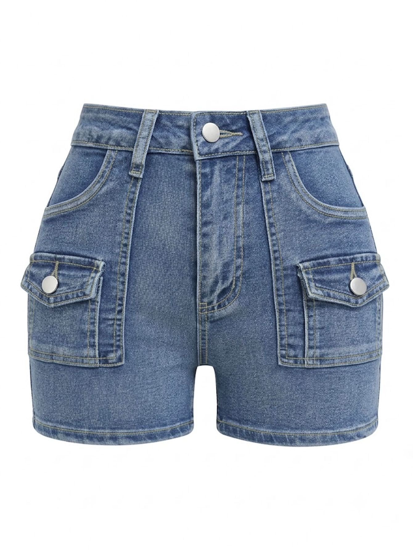 FZ Women's High Waist Elastic Hip Retro Washed Denim Shorts