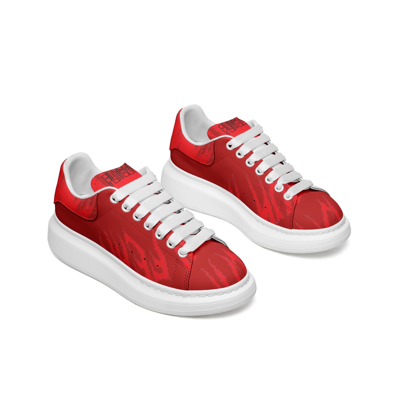 FZ Unisex Non Slip Lace Up Faux Leather Sneakers