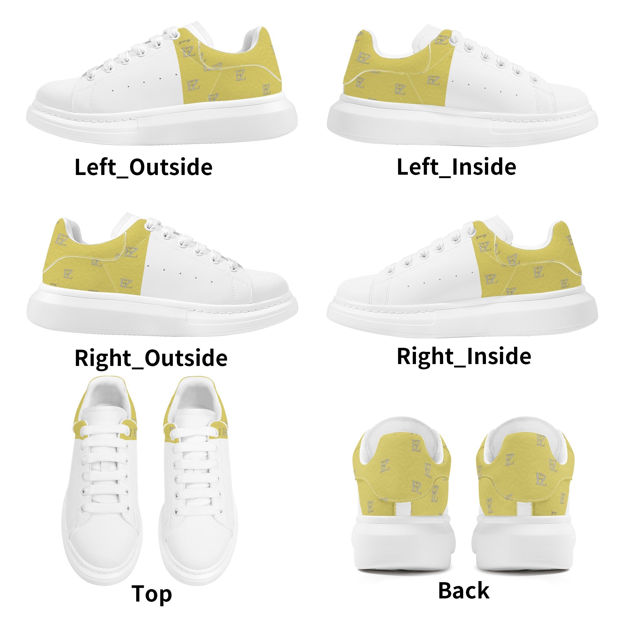 FZ Mens White Tongue Chunky Shoes - FZwear