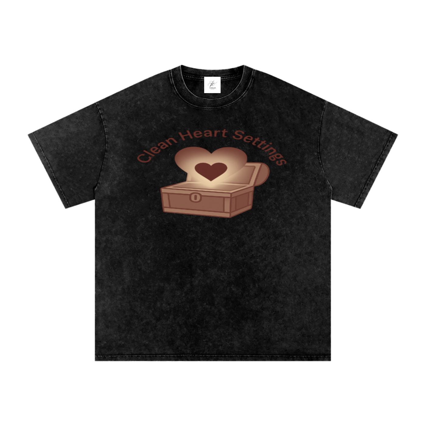 FZ Unisex Acid Wash Clean Heart Oversize Tee