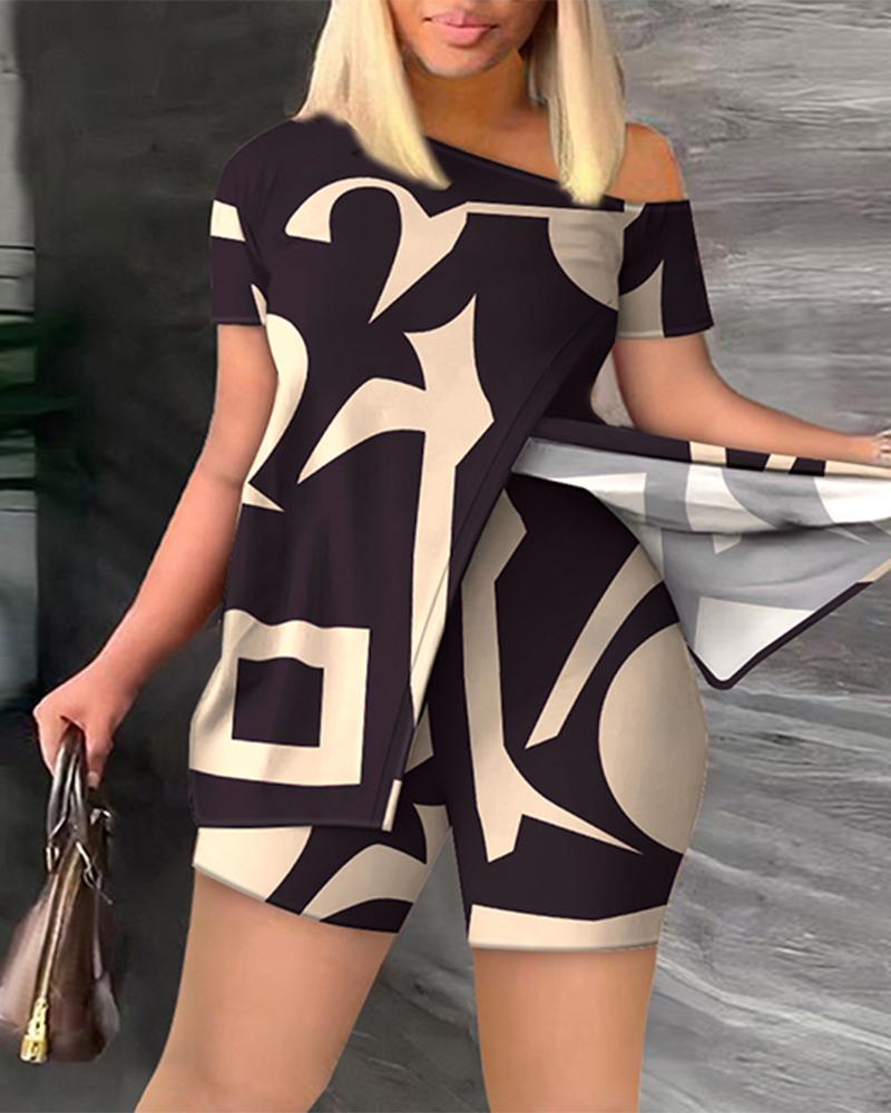 FZ Women's Plus Size Geometric Print Shorts Set - FZwear