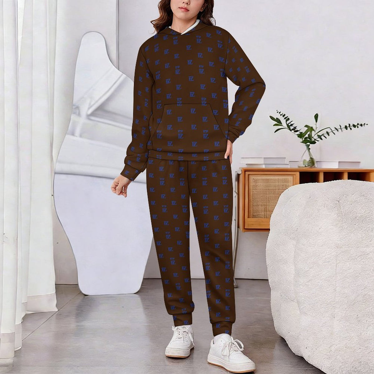 Custom Unsex Kid's Long Sleeve Hoodies&Pants Set