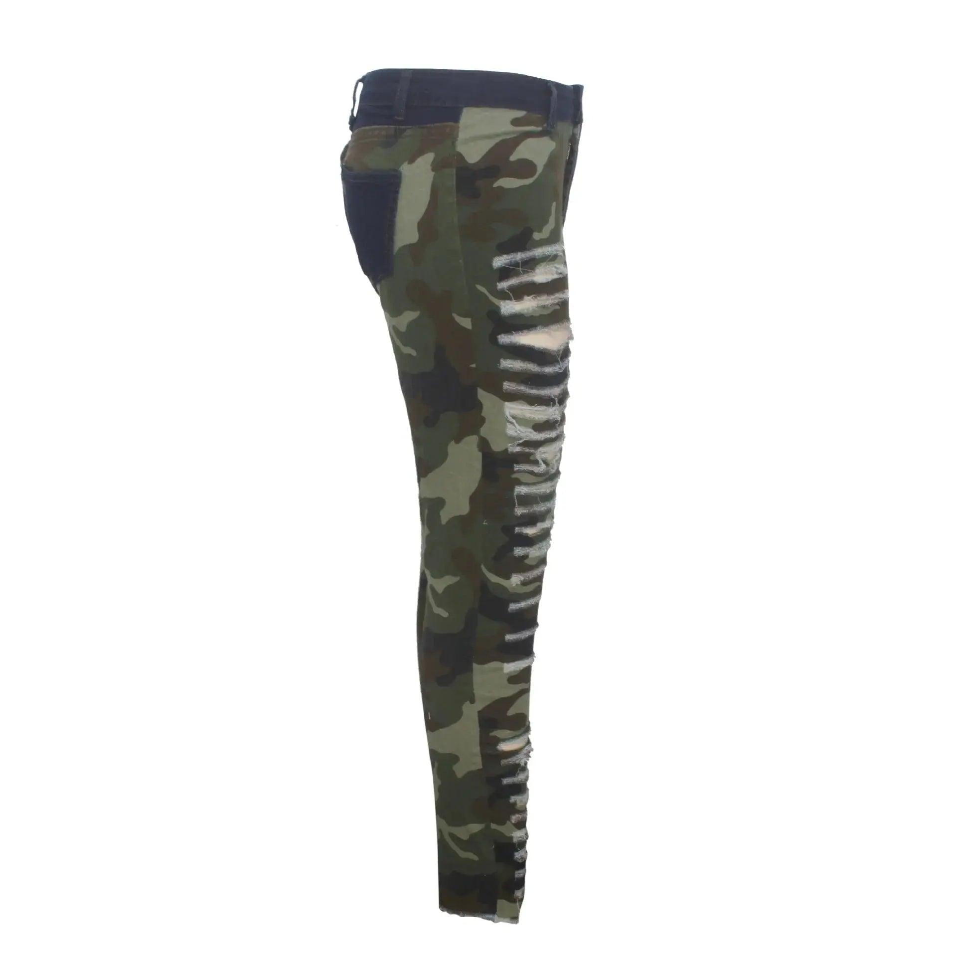 2019 New Autumn Winter Female Denim Pants Women Skinny Hole Spliced Camouflage Print Jeans Sexy Pencil Bandage Trousers FZwear