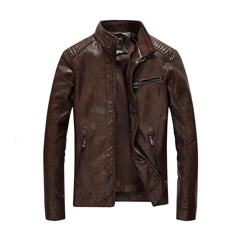 2021 New PU Leather Jacket Men Streetwear Clothes Washed Fleece Motorcycle Leather Jacket Fashion Bomber Casual Coat Deri Mont FZwear