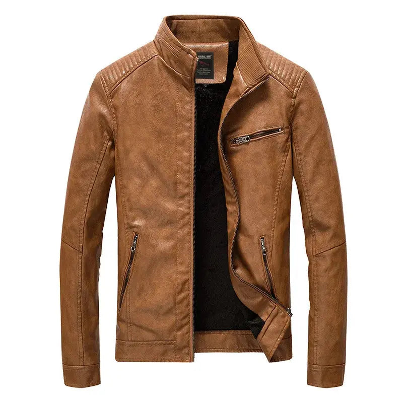 2023 Mens PU Leather Jacket Fleece and Thicken Male Coats Motorcycle Clothing Men Warm Mens Streetwear Pilot Leather Jacket FZwear