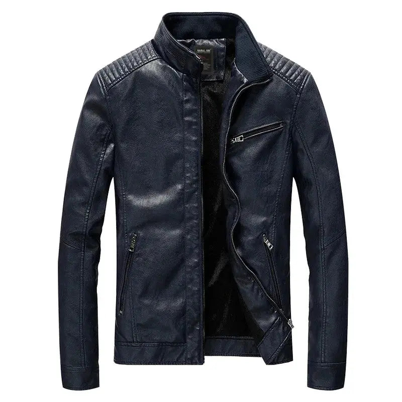 2023 Mens PU Leather Jacket Fleece and Thicken Male Coats Motorcycle Clothing Men Warm Mens Streetwear Pilot Leather Jacket FZwear