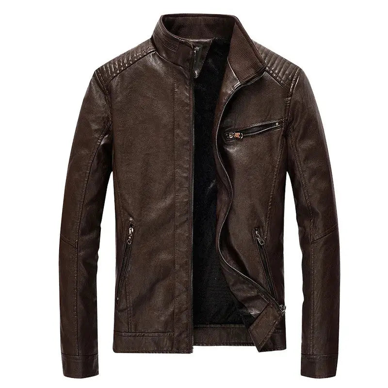 2023 Mens PU Leather Jacket Fleece and Thicken Male Coats Motorcycle Clothing Men Warm Mens Streetwear Pilot Leather Jacket FZwear