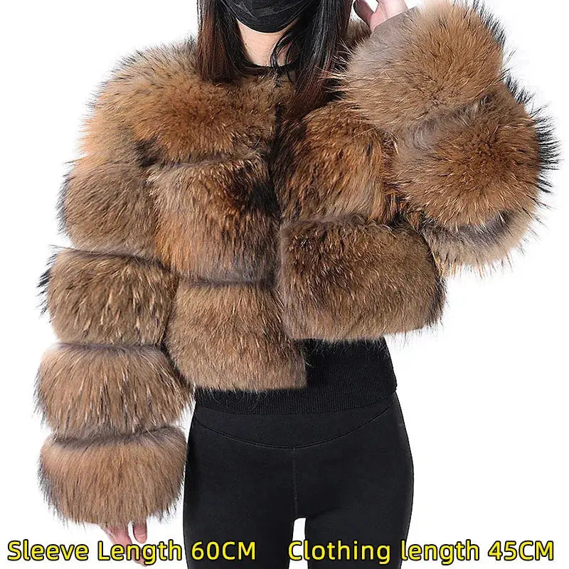 2024 maomaokong Super Hot Winter Women Luxury Thick Real Raccoon Fur Coat Natural Fox Fur Jacket Plus Size Jackets Female Vest FZwear