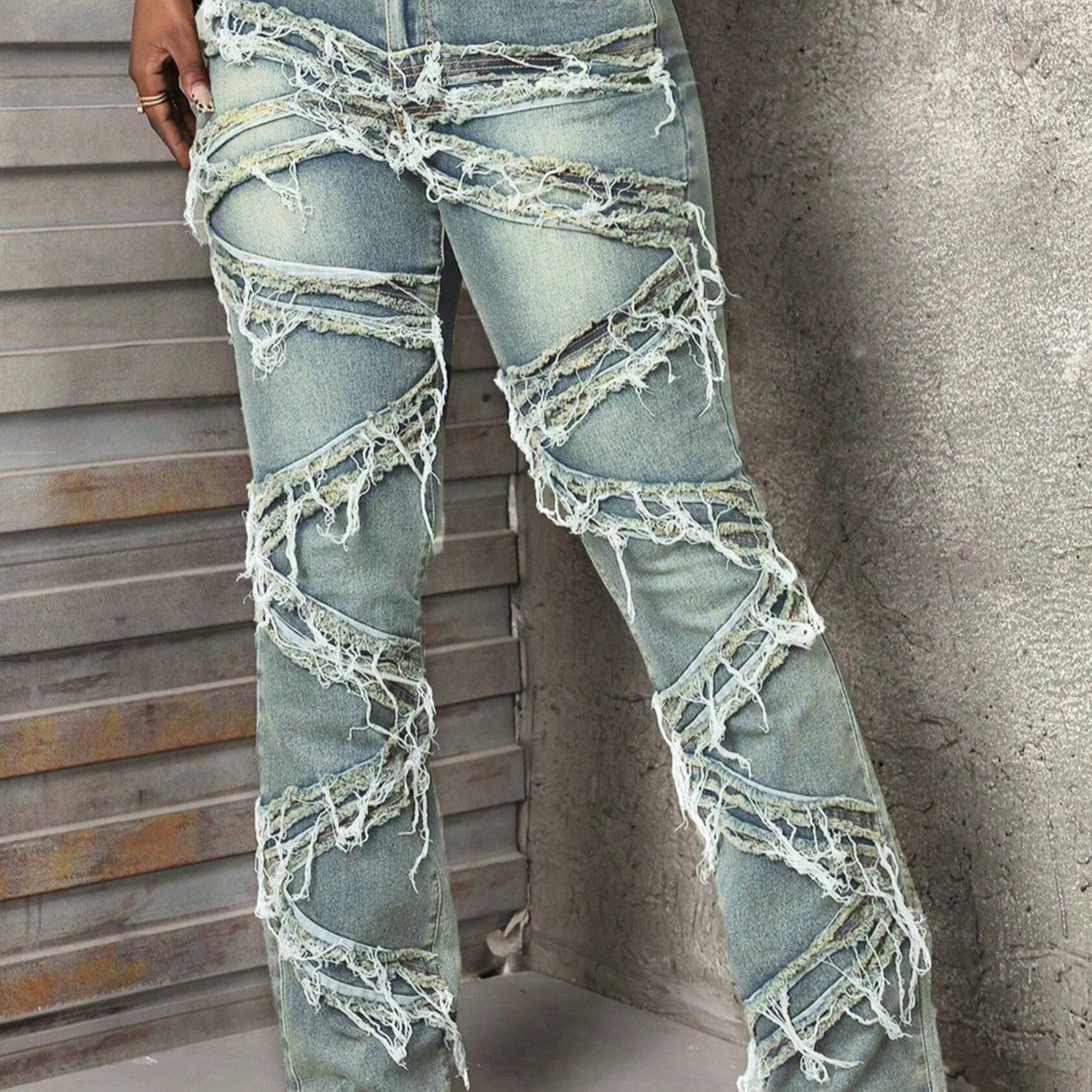 FZ Women's Vintage Fringed Street Style Denim Pants