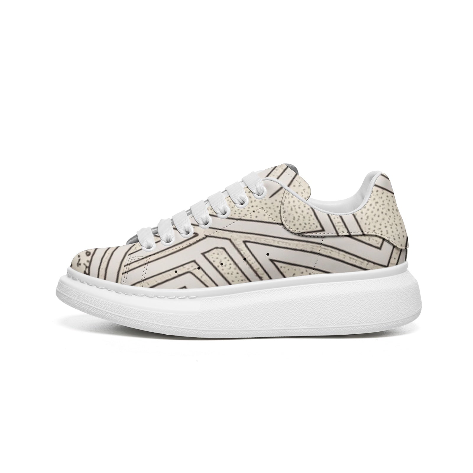 FZ Unisex Non Slip Lace Up Faux Leather Sneakers