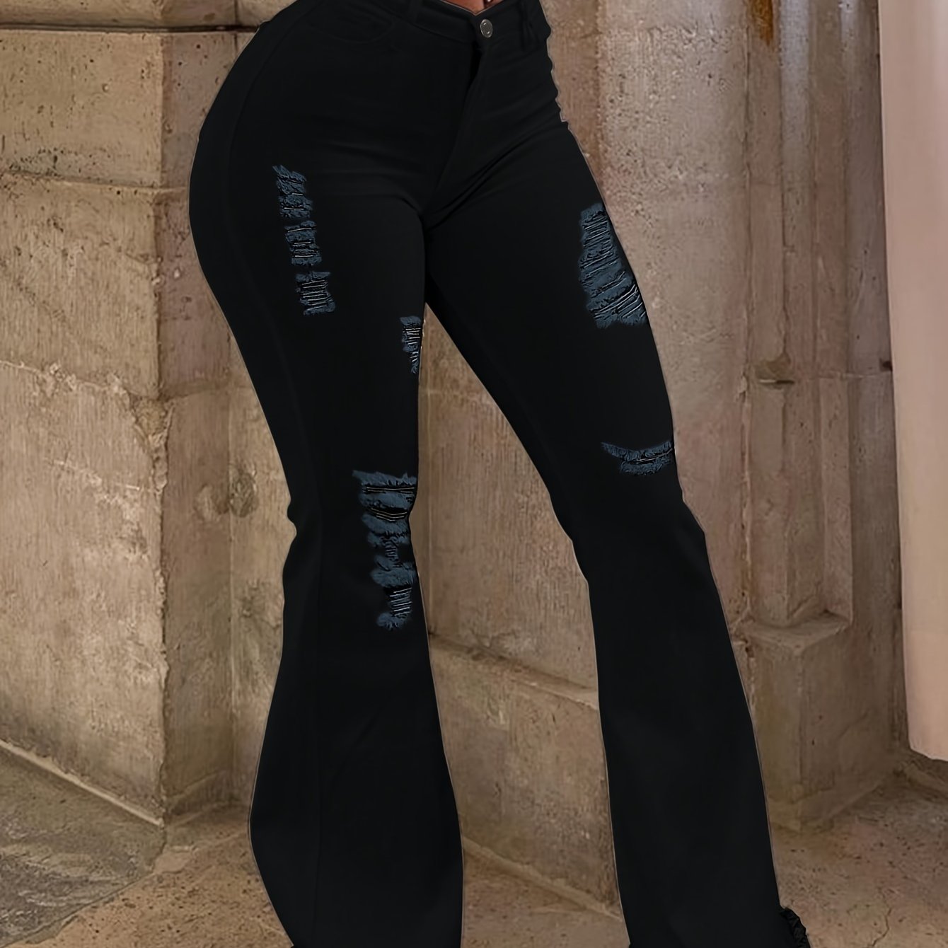 FZ Women's Ripped Hip Lift Flared Denim Pants