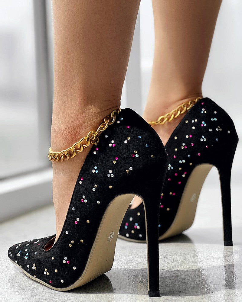 FZ Women's Rhinestone Decor Stiletto Heel Pumps - FZwear