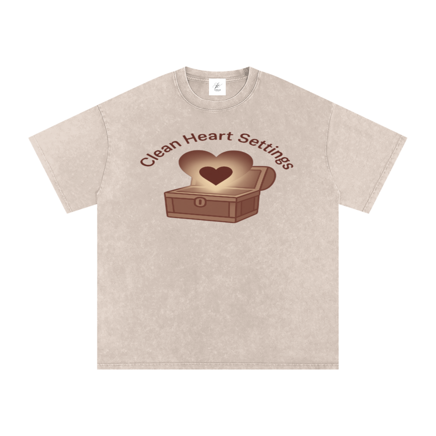 FZ Unisex Acid Wash Clean Heart Oversize Tee