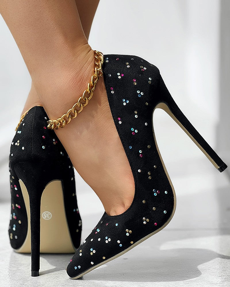 FZ Women's Rhinestone Decor Stiletto Heel Pumps - FZwear