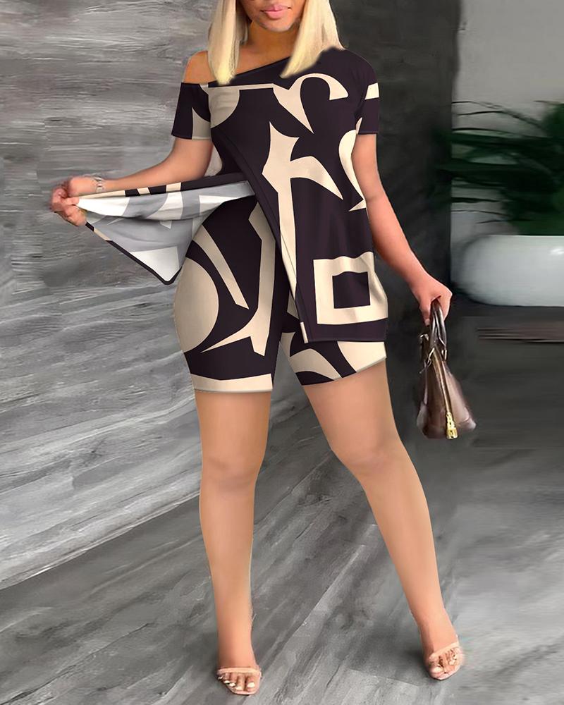 FZ Women's Plus Size Geometric Print Shorts Set - FZwear