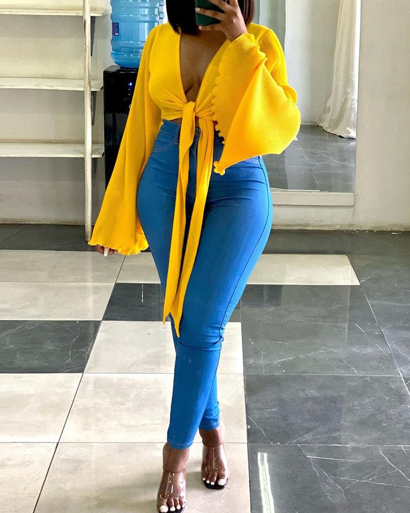 FZ Women's Frill Hem Bell Sleeve Top - FZwear