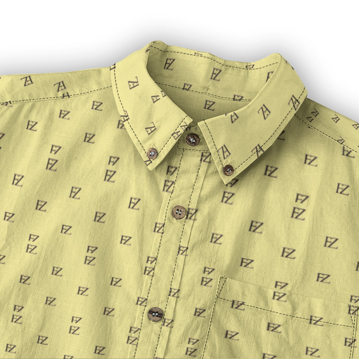 FZ Men's Casual Lapel Long Sleeve Cotton Shirt