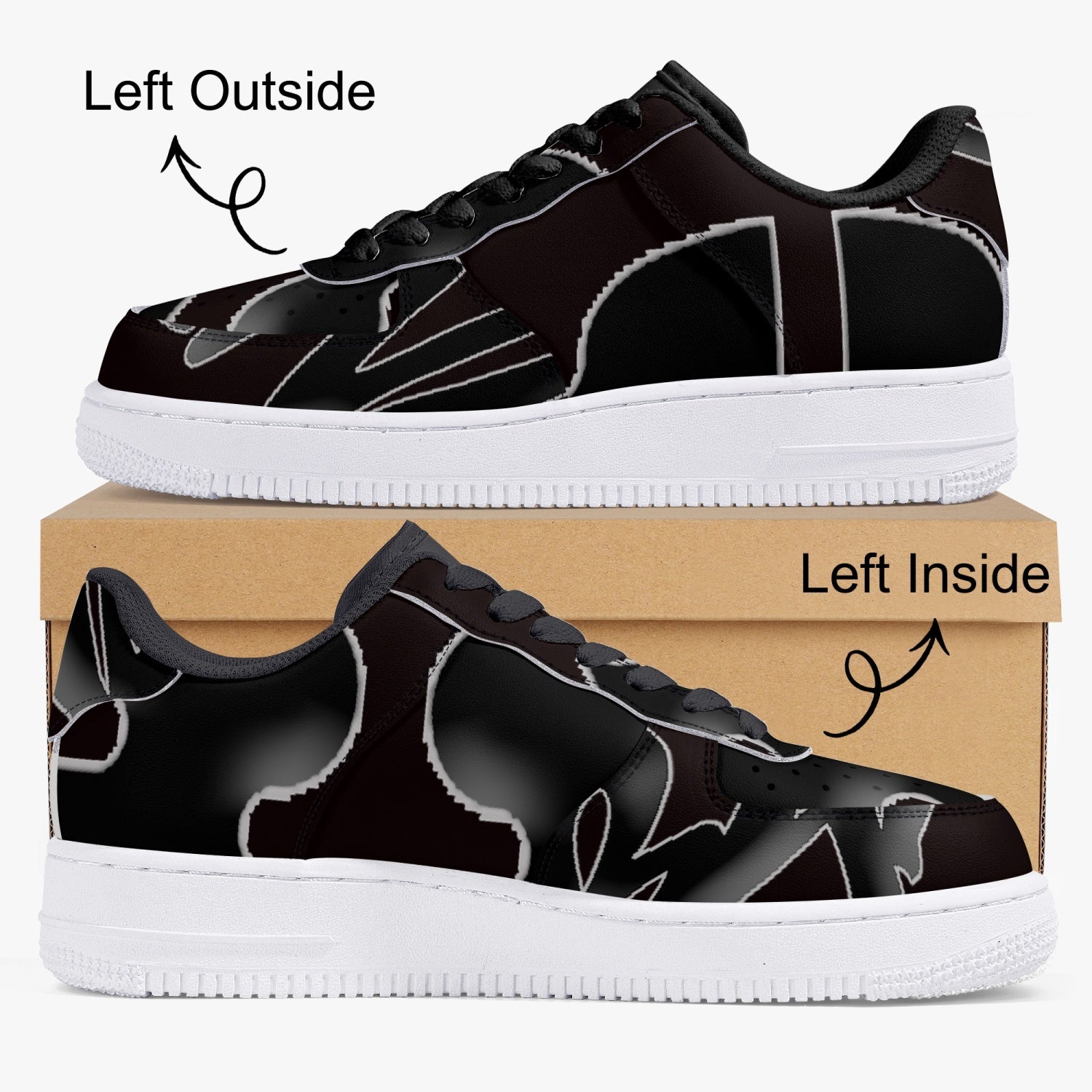 FZ Unisex Black Low-Top Leather Sports Sneakers - FZwear