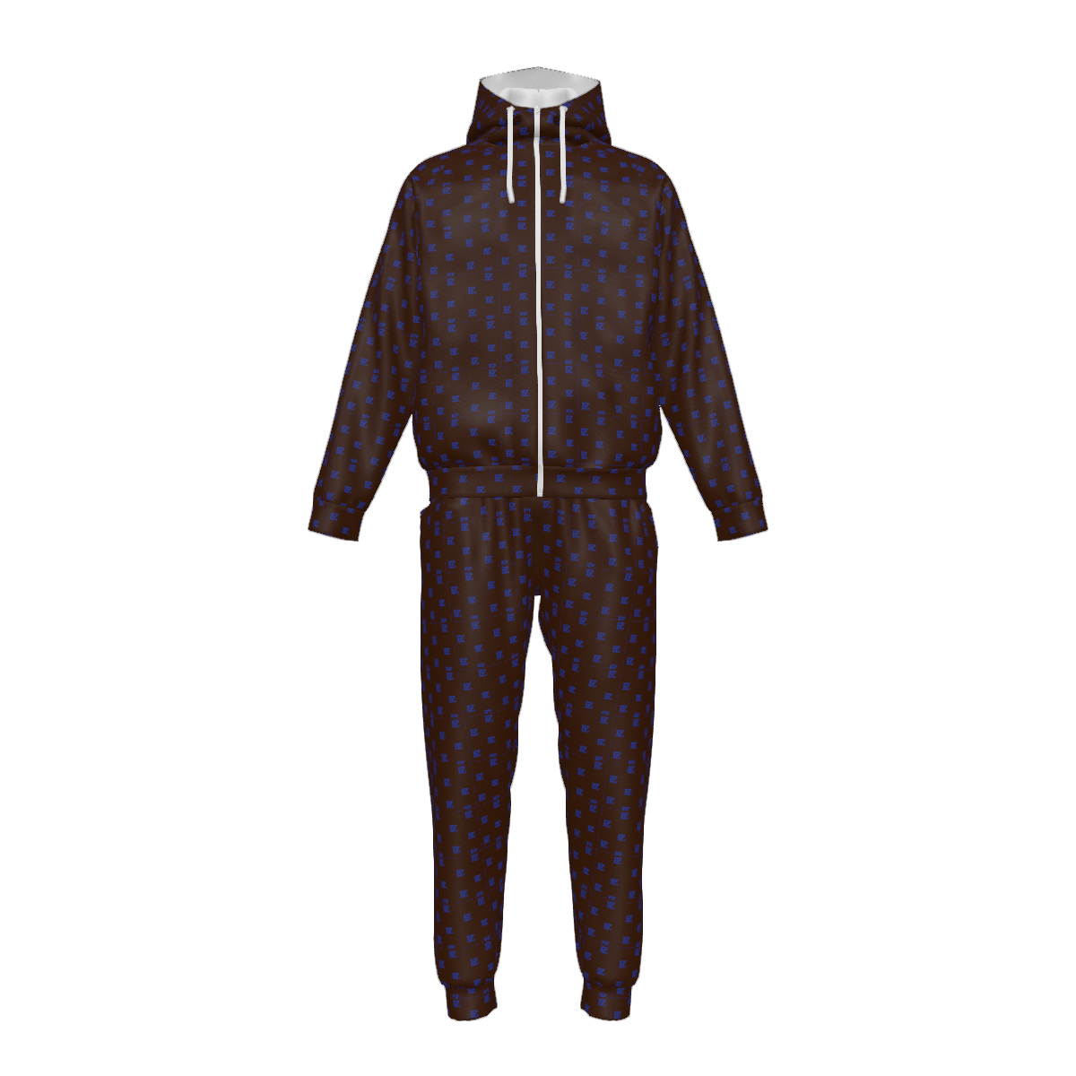 Custom Men's Zipper Hood Coat Top & Pants Set Without Pocket