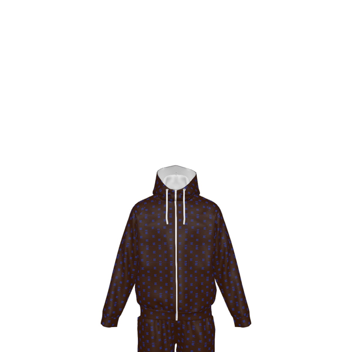 Custom Men's Zipper Hood Coat Top & Pants Set Without Pocket