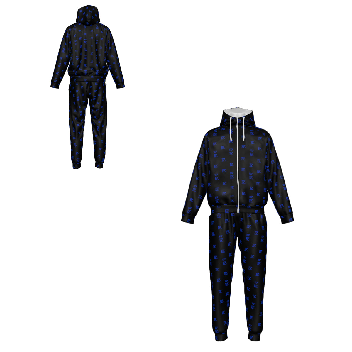 Custom Men's Zipper Hood Coat Top & Pants Set Without Pocket