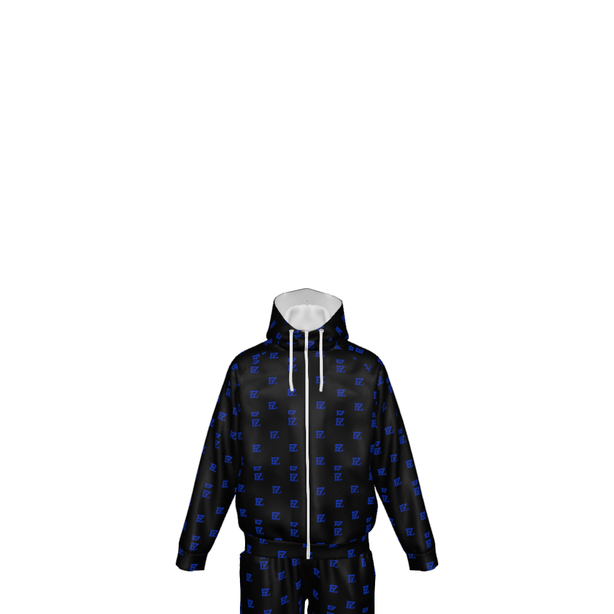 Custom Men's Zipper Hood Coat Top & Pants Set Without Pocket