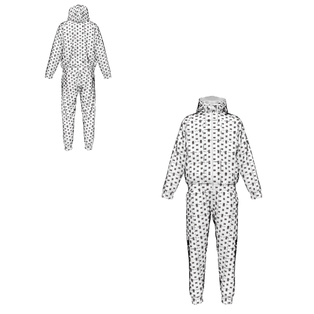Custom Men's Zipper Hood Coat Top & Pants Set Without Pocket