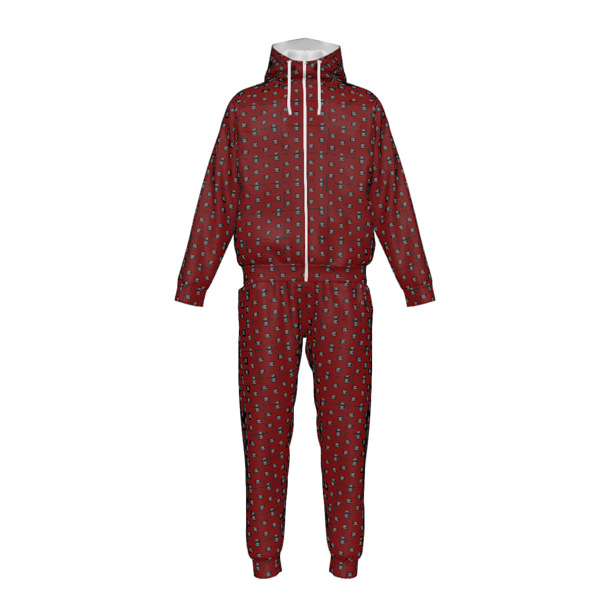 Custom Men's Zipper Hood Coat Top & Pants Set Without Pocket