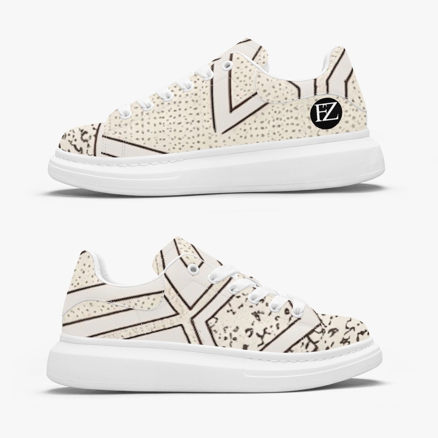 FZ Unisex African Print Leather Oversized Sneakers - FZwear