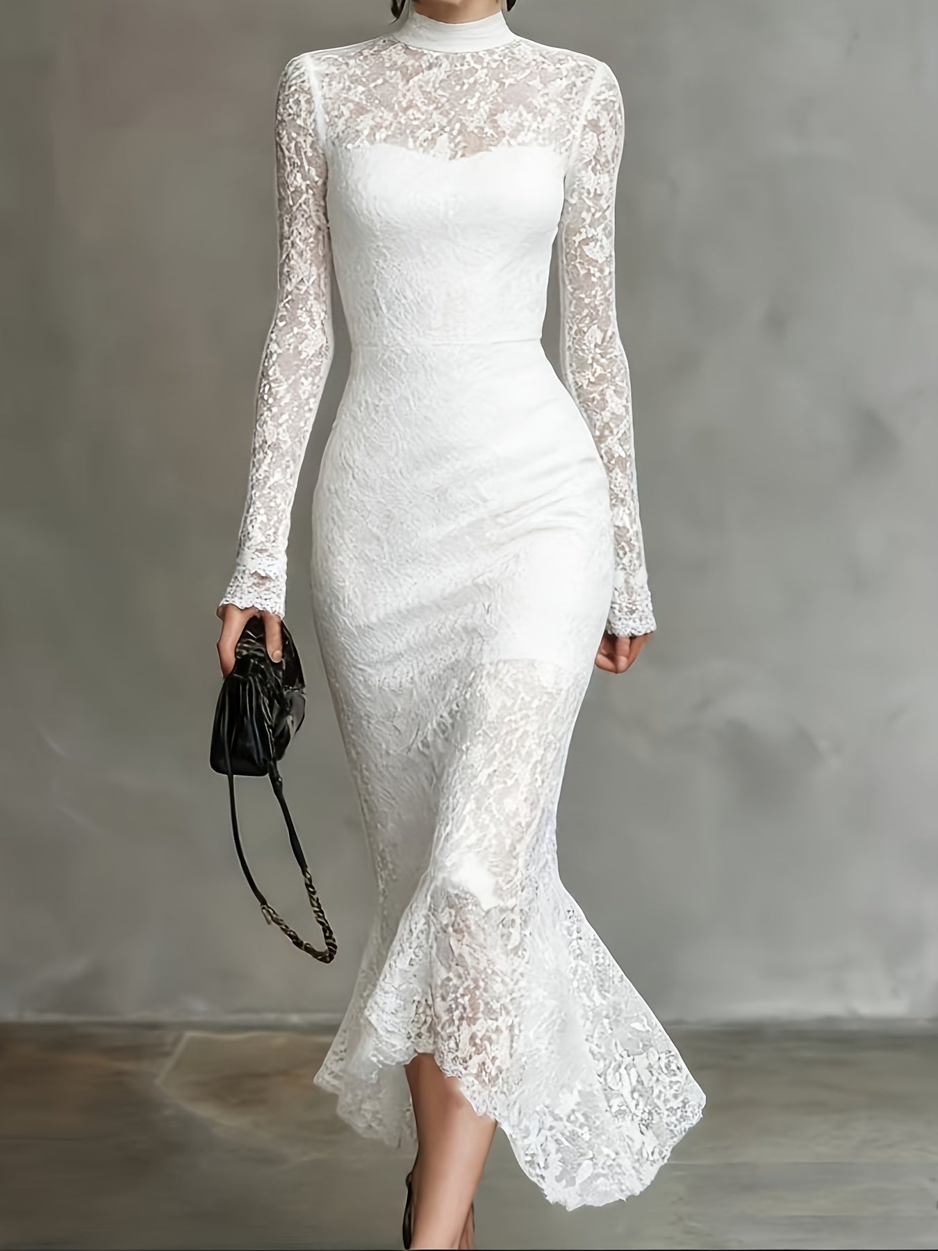 FZ Women's Stretch Lace Waist-Defining Fit Mermaid Dress