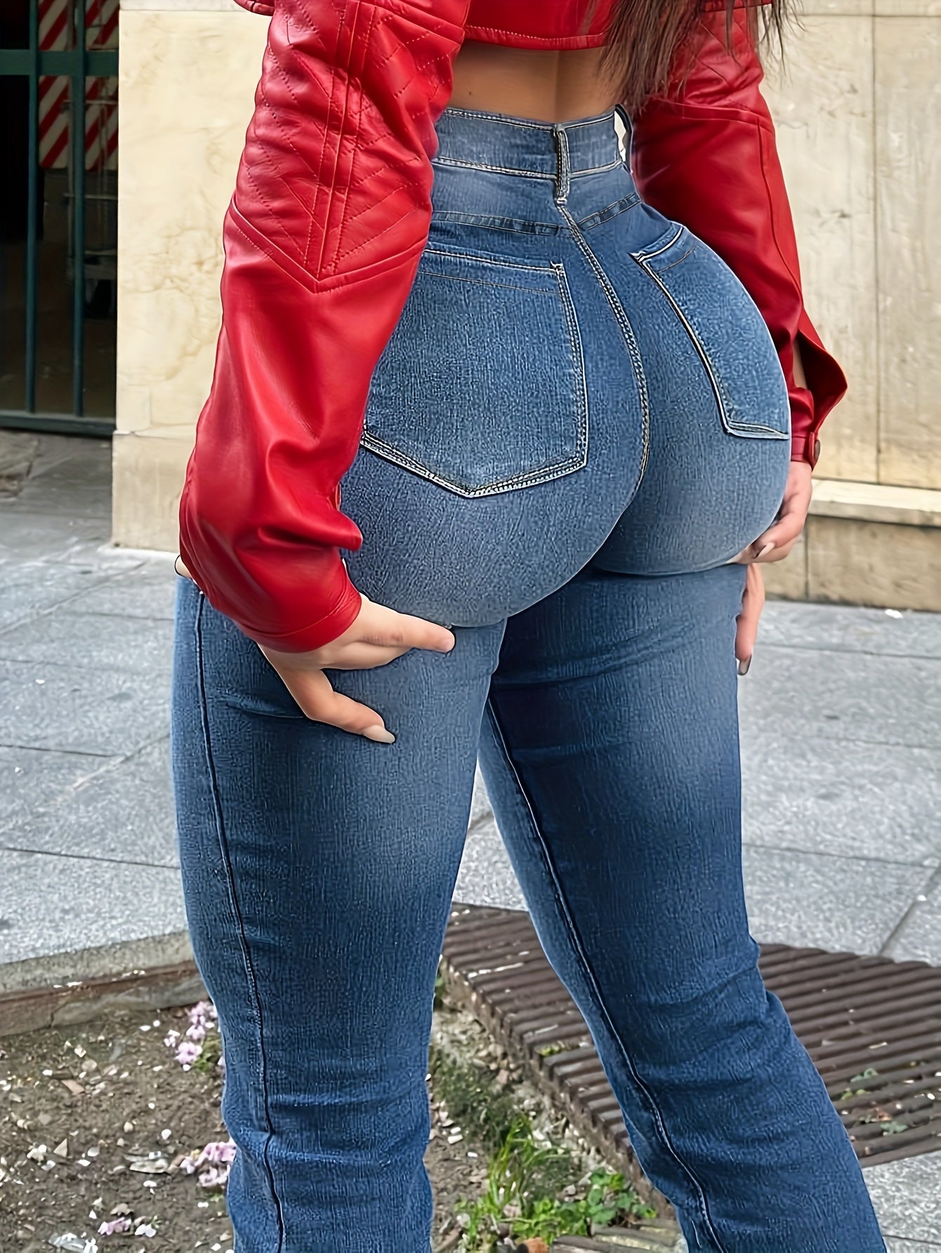 FZ Women's High-Waisted Flared Raw Hem Denim Pants