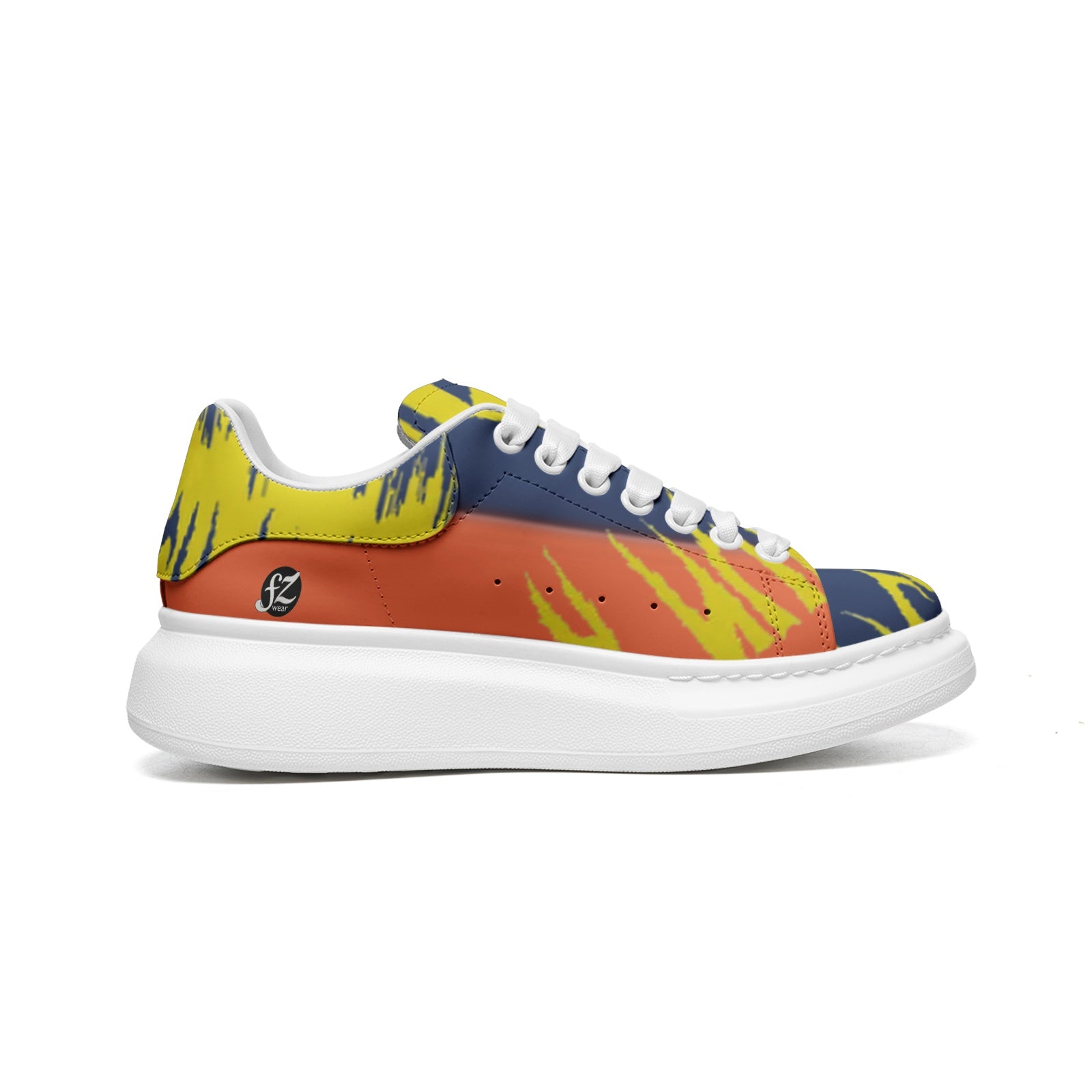 FZ Unisex Non Slip Lace Up Faux Leather Sneakers