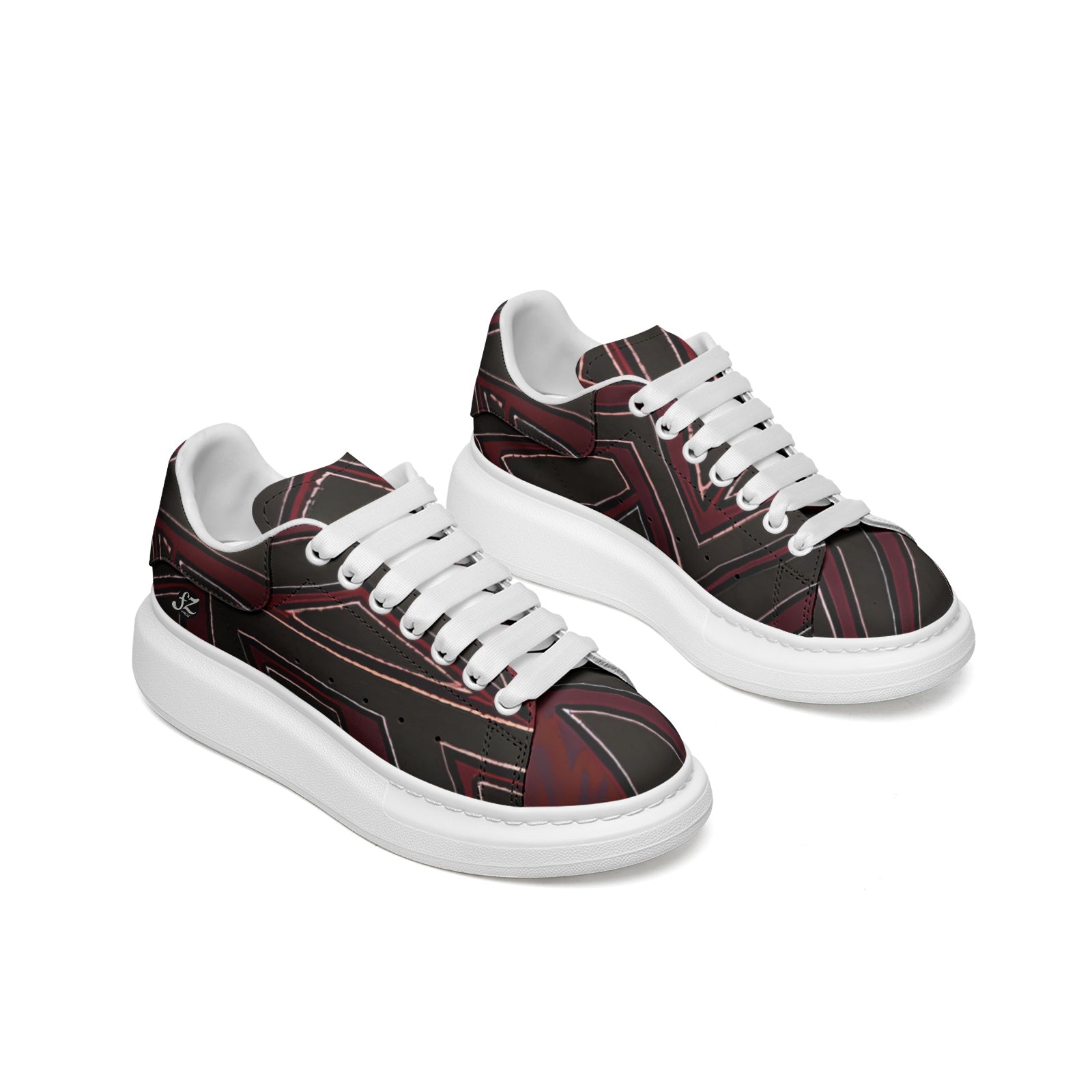FZ Unisex Non Slip Lace Up Faux Leather Sneakers