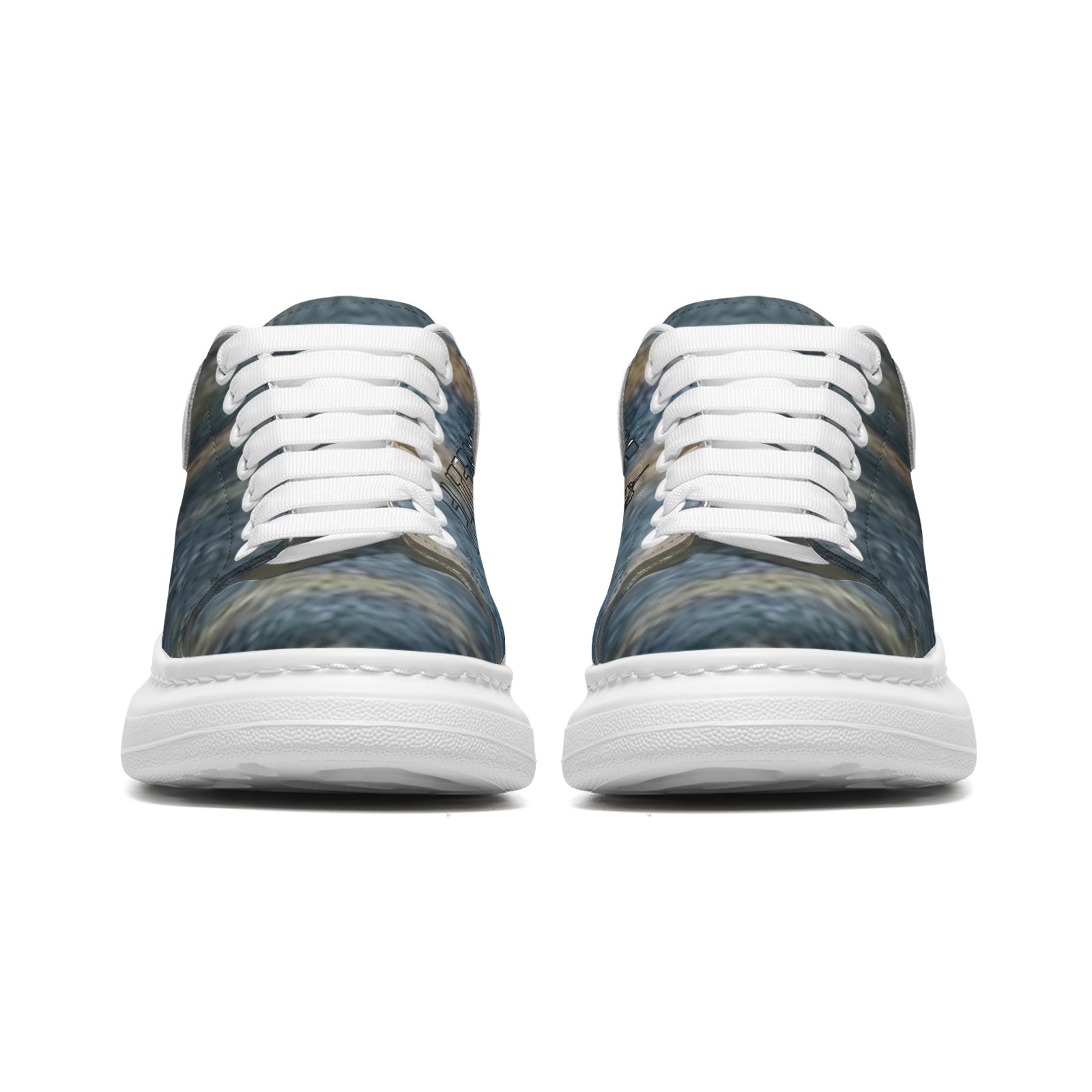 FZ Unisex Non Slip Lace Up Faux Leather Sneakers