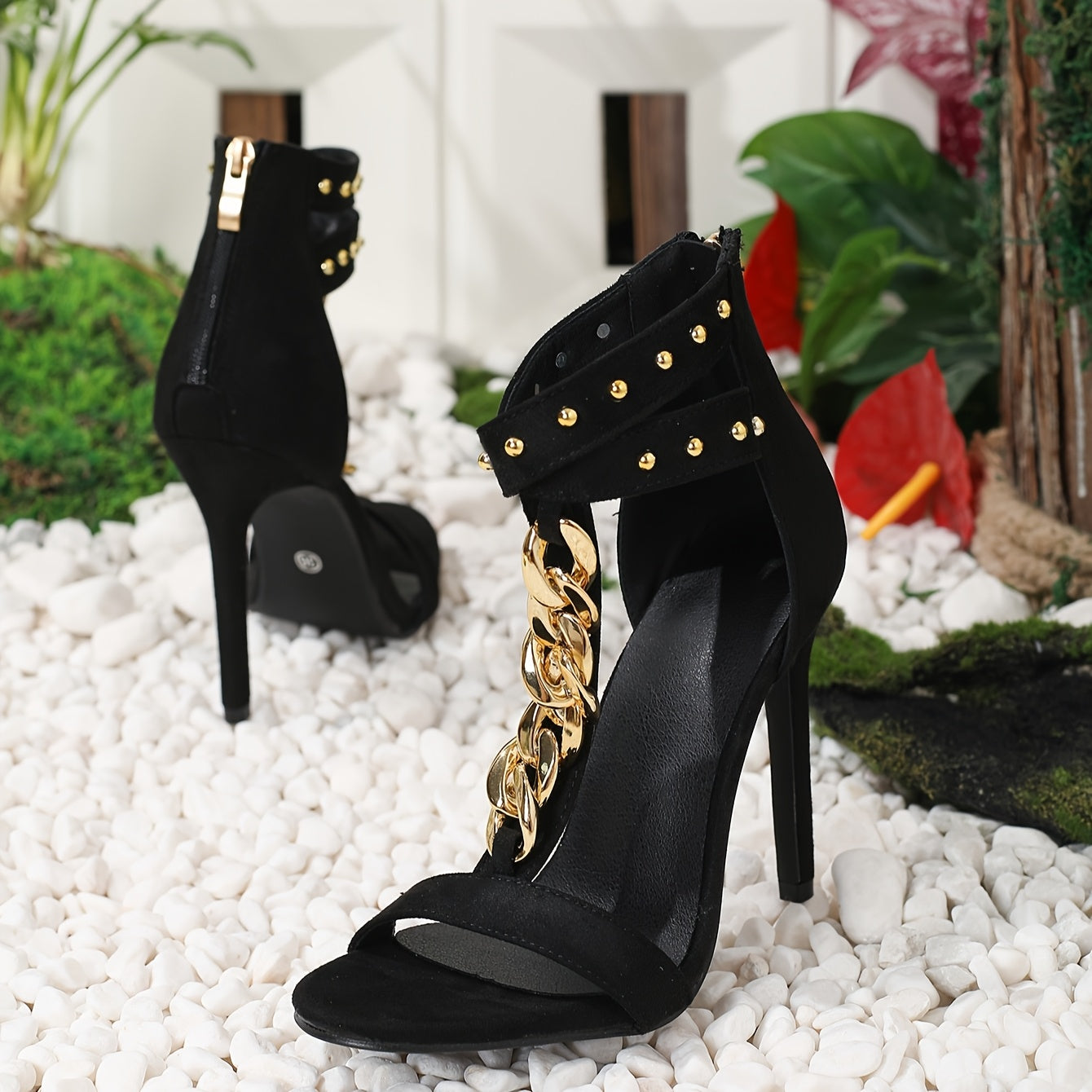 FZ Women's Style Black Open Toe Stiletto Heels Shoes