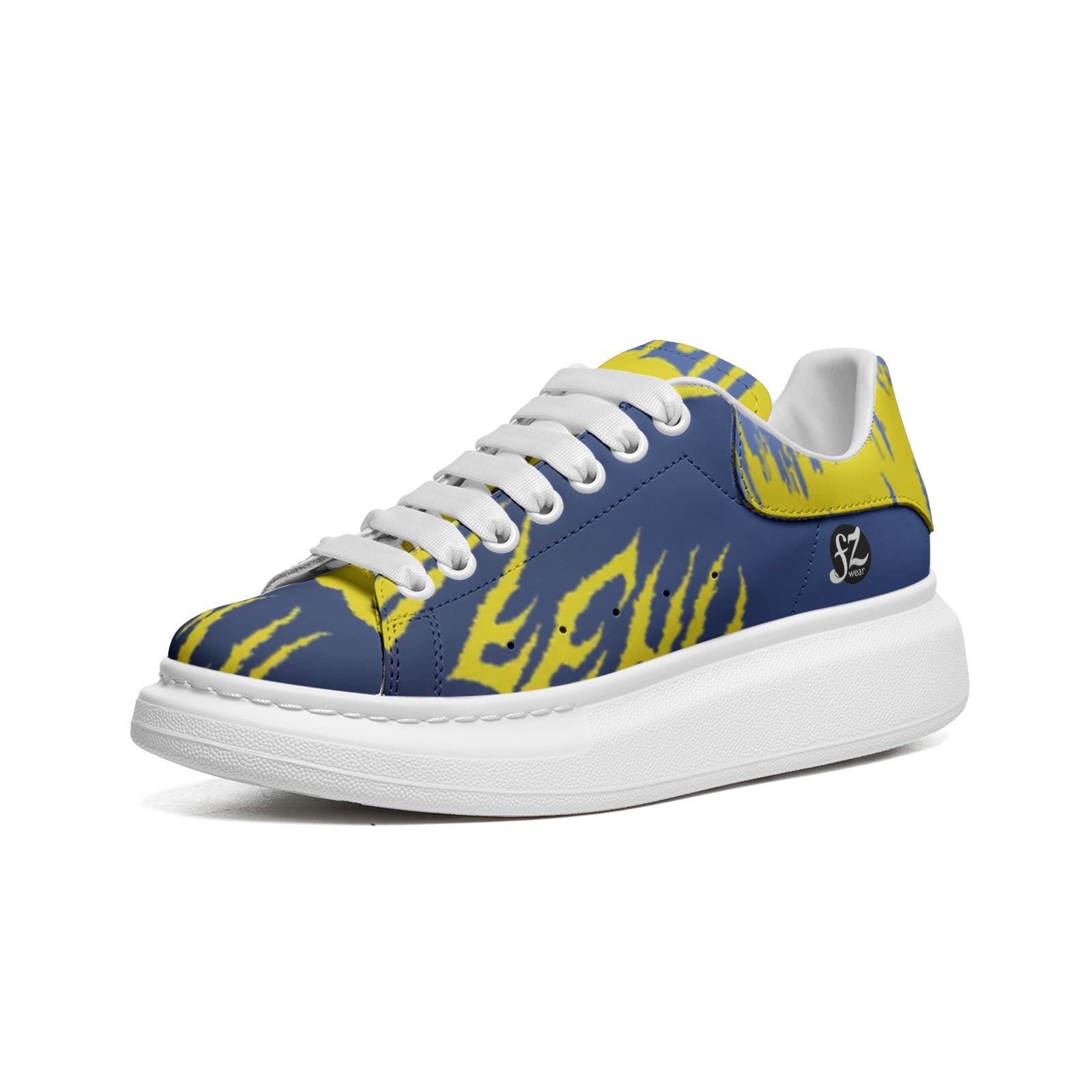 FZ Unisex Non Slip Lace Up Faux Leather Sneakers