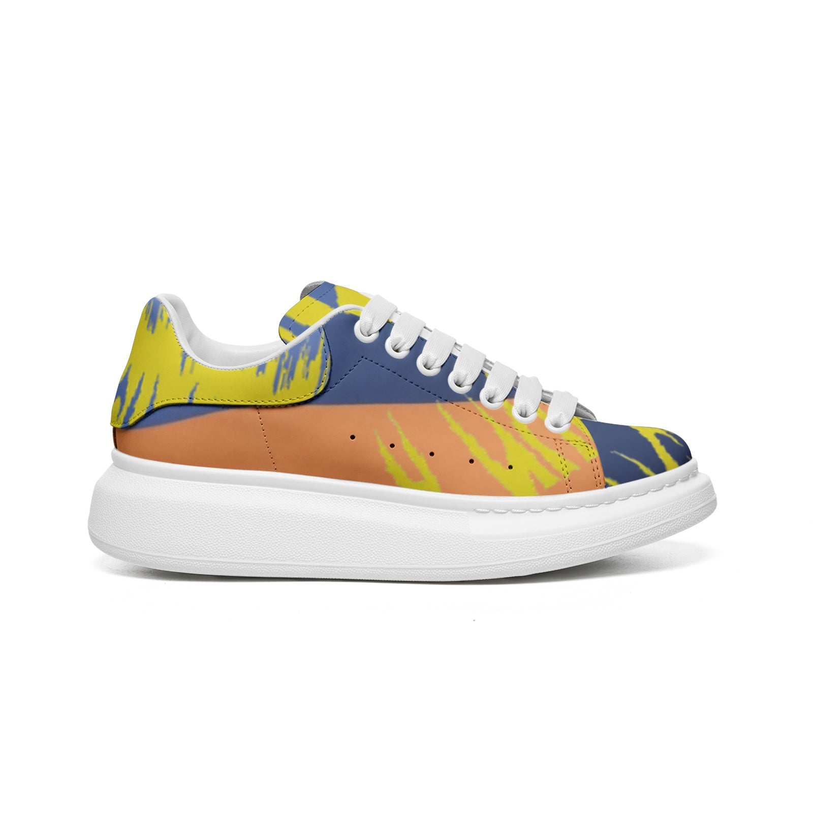 FZ Unisex Non Slip Lace Up Faux Leather Sneakers