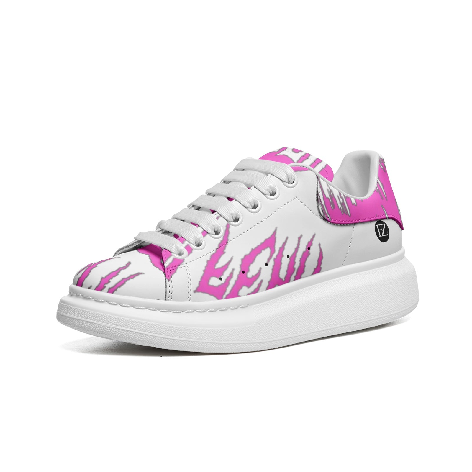 FZ Unisex Non Slip Lace Up Faux Leather Sneakers