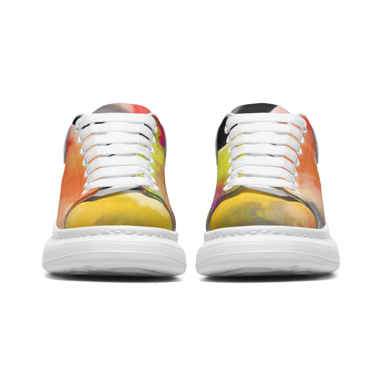 FZ Unisex Non Slip Lace Up Faux Leather Sneakers