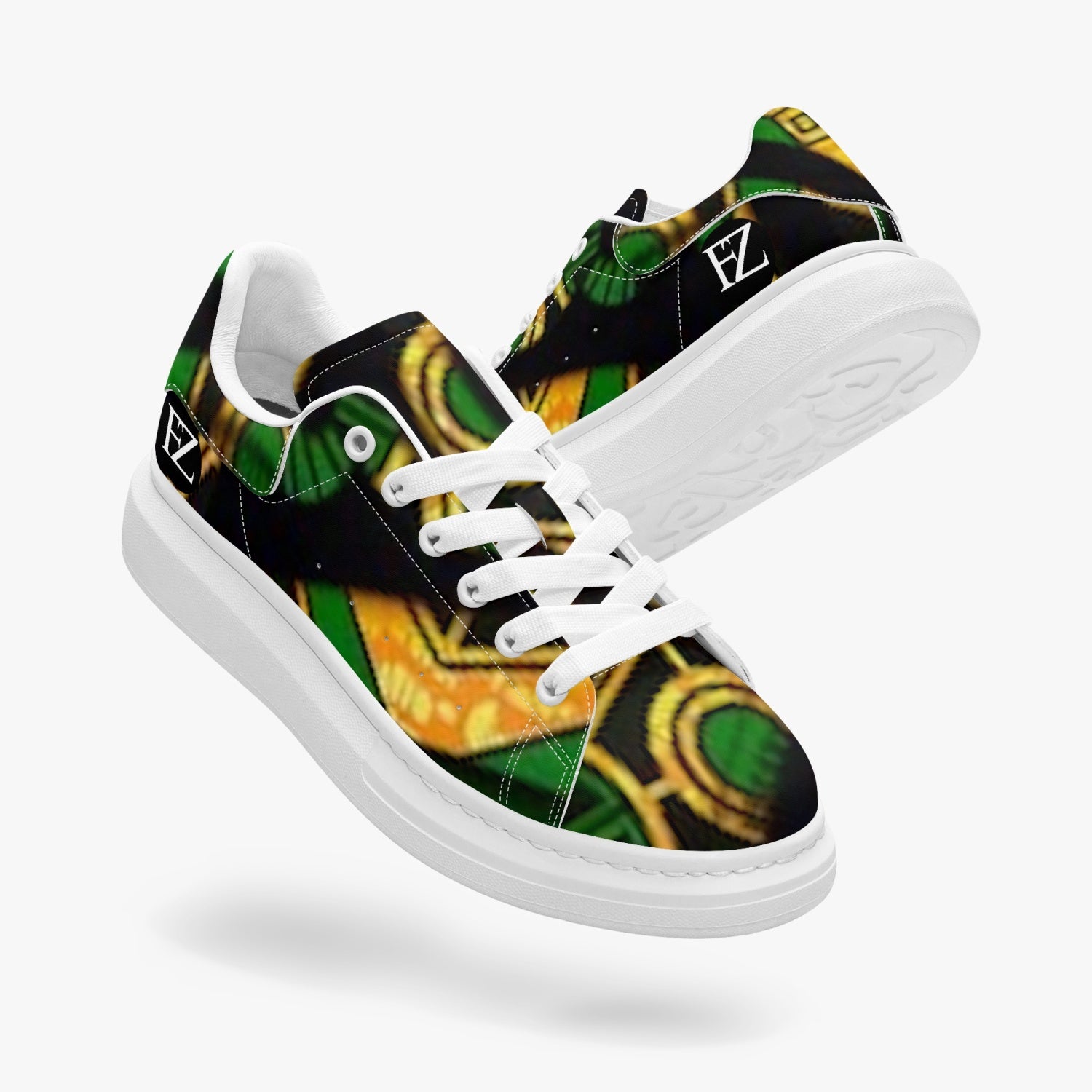 FZ Unisex Leather Oversized African Print Sneakers - FZwear