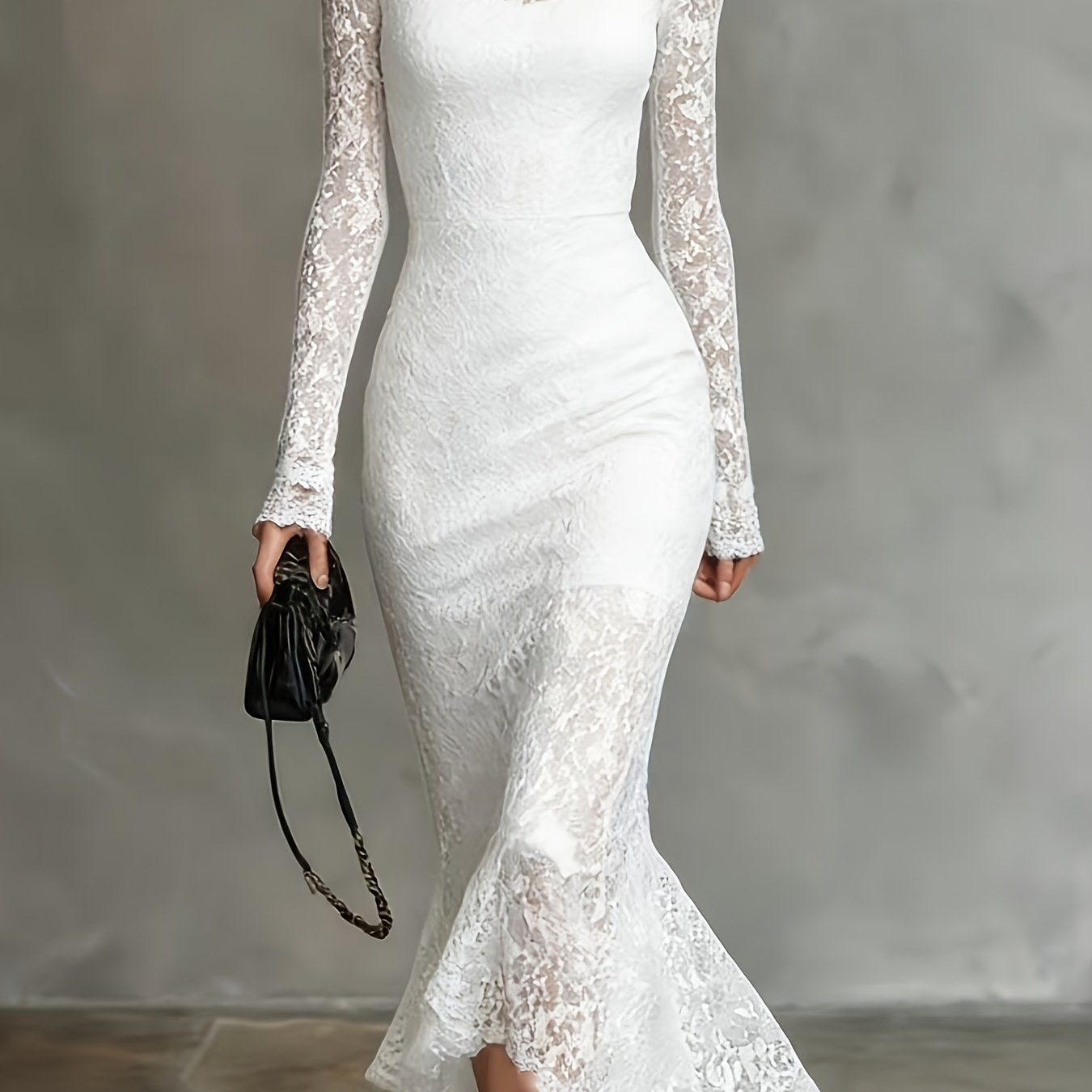 FZ Women's Stretch Lace Waist-Defining Fit Mermaid Dress