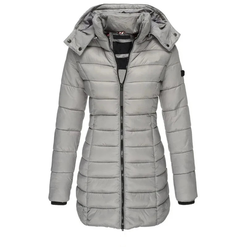 FZ Women's Parkas Zippers Solid Long Sleeve Padded Puffer Jacket
