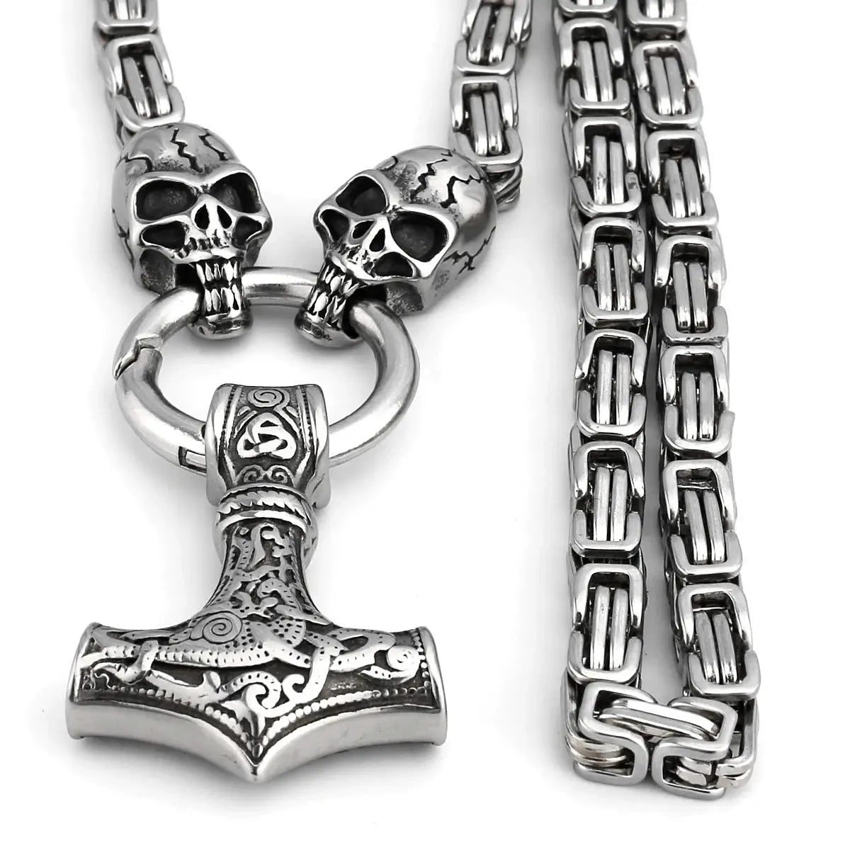 Domineering Skull Men's Necklace Skull Fashion Thor's Hammer Stainless Steel Pendant Necklace Accessories Jewelry Gift Wholesale FZwear
