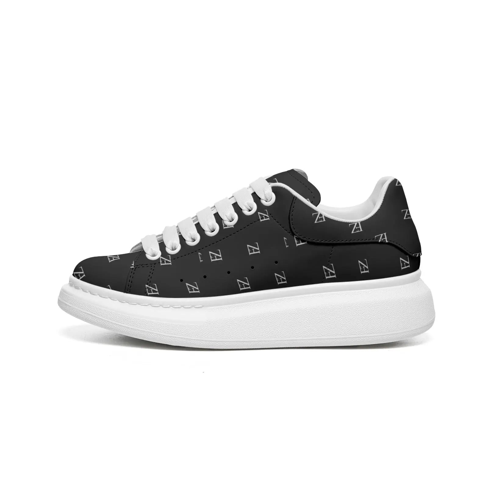 FZ Unisex Non Slip Lace Up Faux Leather Sneakers Printy6